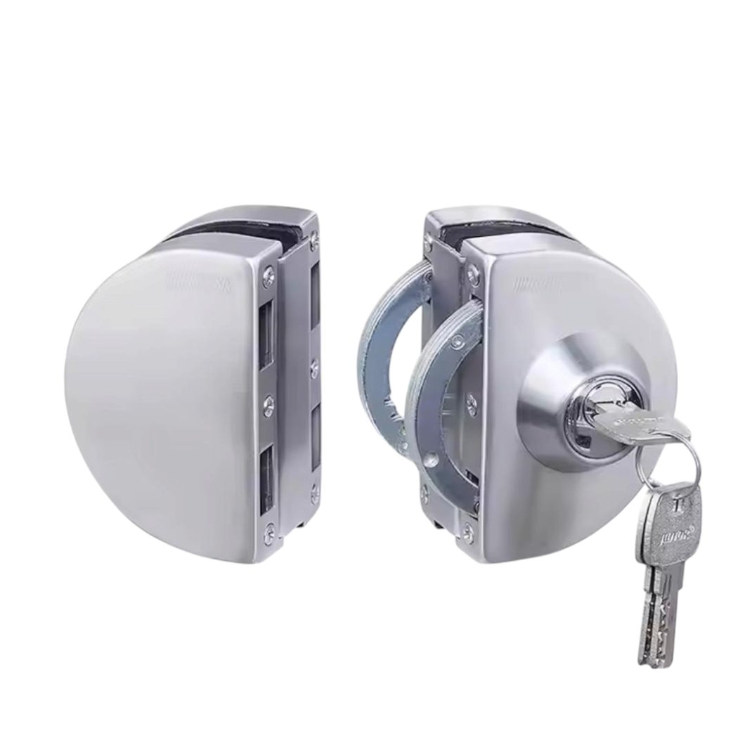 Glass To Glass Door Lock with Strike Box (one Side Key One Side Knob)